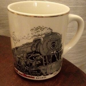 Vintage Train Mug with Gold Accent